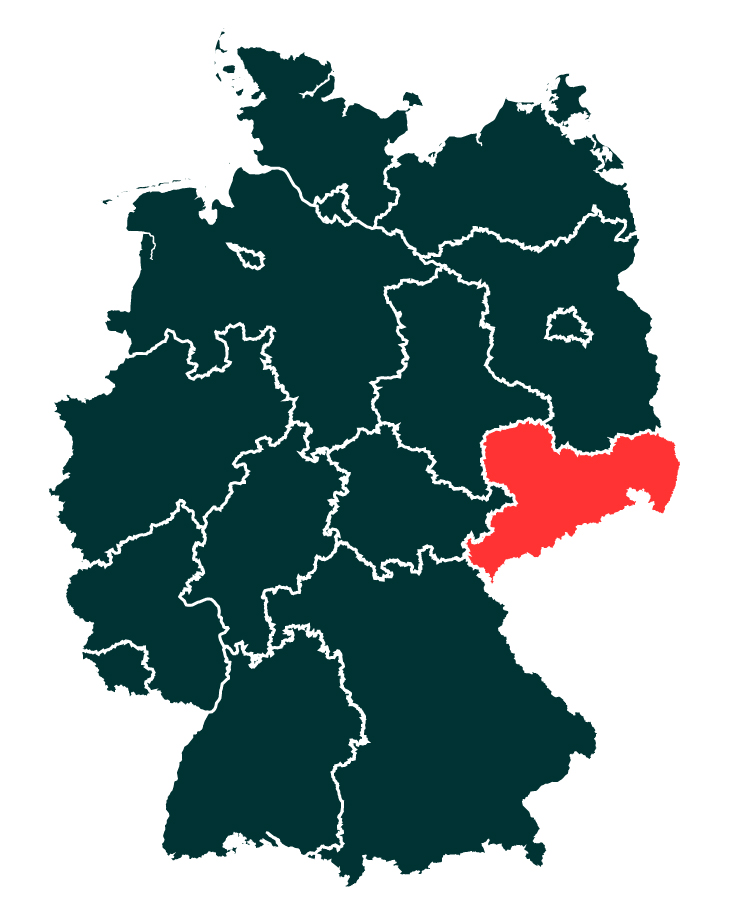 Deutschlandkarte mit Sachsen